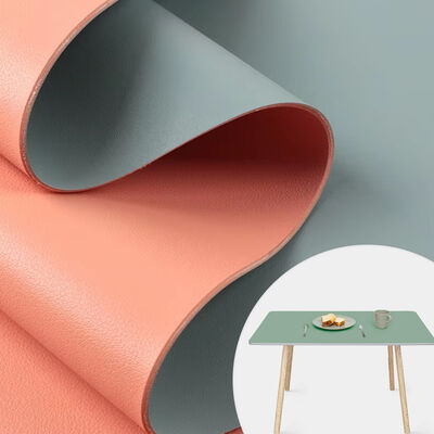 ईसीओ 160 सेमी चौड़ा पीवीसी काउहाइड पैटर्न डबल फेस्ड विभिन्न रंग कृत्रिम सिंथेटिक चमड़ा जूते टेबल मैट और बैग फैब्रिक