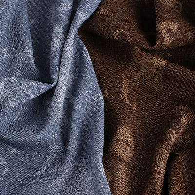 धोया हुआ डेनिम पीयू चमड़ा पर्यावरण के अनुकूल इम्बोस्ड लाइटवेट फेक्स चमड़ा