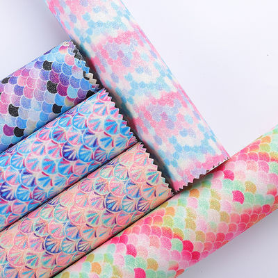 0.5 मिमी ग्लिटर पीयू चमड़ा ब्रश मत्स्यांगना मछली तराजू पीयू कृत्रिम चमड़ा