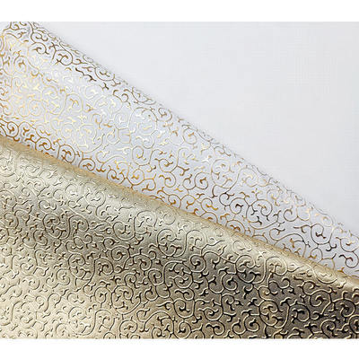 थोक पीवीसी गोल्डन फिल्म एम्बॉस्ड स्टाइल आर्टिफिशियल सिंथेटिक लेदर बैग पैकेजिंग बॉक्स जूते नोटबुक फैब्रिक के लिए