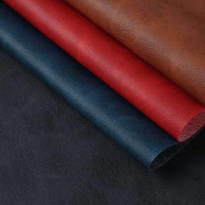 Crazy Horse Grain PVC Printed Synthetic Leather for Decorative Notebook Table Mat Phone Shell Faux Leather Fabric. Bags Lining