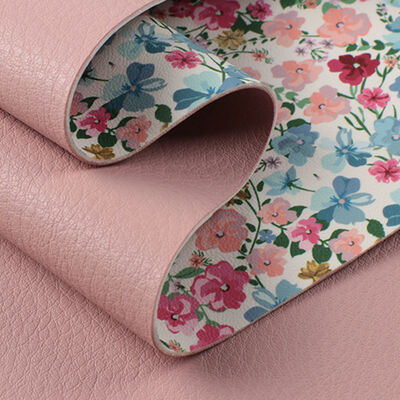 1.8 मोटाई सेमी पु फूल प्रिंटिंग लीची ग्रेन डबल-फेस सिंथेटिक लेदर जूते टेबल मैट और बैग लेदर फैब्रिक के लिए