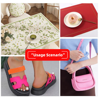 1.8 मोटाई सेमी पु फूल प्रिंटिंग लीची ग्रेन डबल-फेस सिंथेटिक लेदर जूते टेबल मैट और बैग लेदर फैब्रिक के लिए