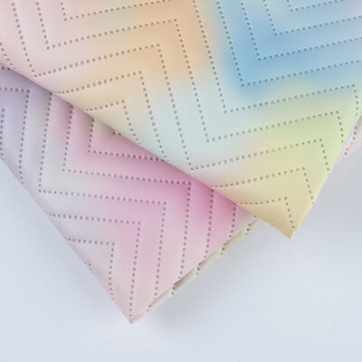 सोफा डेकोरेटिव बैग पैकिंग बॉक्स विनाइल फॉक्स लेदर फैब्रिक के लिए नई फैशन ग्रेडिएंट कलर प्रिंटेड पीयू सिंथेटिक आर्टिफिशियल लेदर