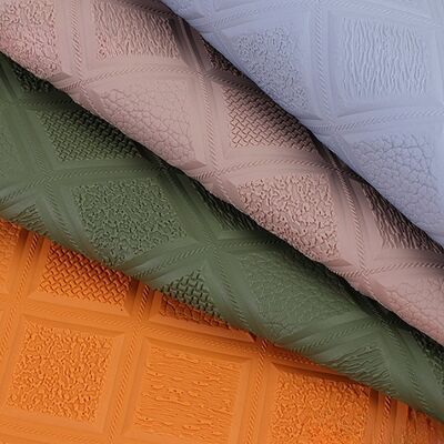 कार फुट कार सीट सोफा सजावट बैग के लिए पीवीसी एंटीस्किड रम्बस उभरा हुआ स्टाइल आर्टिफिशियल सिंथेटिक लेदर, फैक्स लेदर फैब्रिक