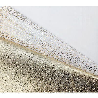 थोक पीवीसी गोल्डन फिल्म एम्बॉस्ड स्टाइल आर्टिफिशियल सिंथेटिक लेदर बैग पैकेजिंग बॉक्स जूते नोटबुक फैब्रिक के लिए