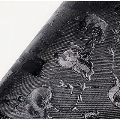 थोक पीवीसी हाइलाइट्स 045 # पांडा अनाज पैटर्न कृत्रिम सिंथेटिक चमड़ा वॉलेट बॉक्स जूते नोटबुक कपड़े