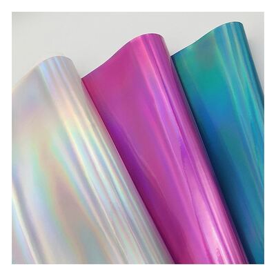 Rainbow Pu Holographic Laser Film Mirror Leather Synthetic Artificial Faux Leather Shoes Vanity Case Handbag Leather Fabric