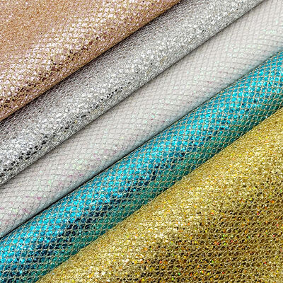 Mesh-Type Coarse Glitter PVC Synthetic Leather Stretch Faux Leather Material for Shoe Luggage Bag Packaging Sofa Outdoor Lining