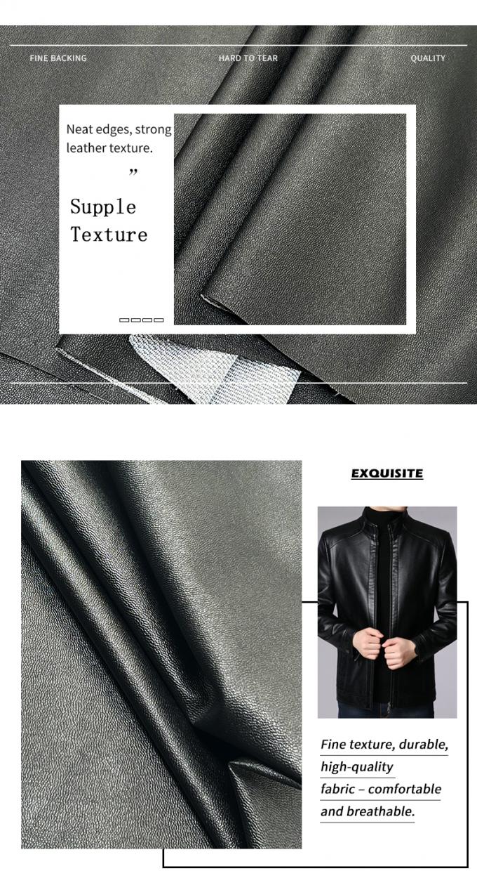 पीवीसी लैम्बस्किन ग्रेन फॉक्स लेदर स्ट्रेच ब्लैकआउट वाटरप्रूफ सिंथेटिक लेदर गारमेंट क्लोथिंग पैंट्स ड्रेस के लिए 6