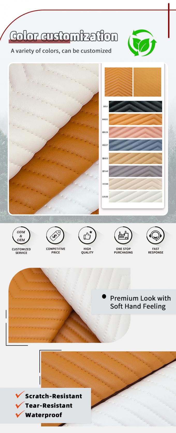 1.8 मिमी मोटी पीवीसी कढ़ाई-उभरे हुए धारियाँ सिंथेटिक नकली चमड़ा वाटरप्रूफ बैग टेबल चटाई जूते वॉलेट सजावट बेल्ट सोफा 4