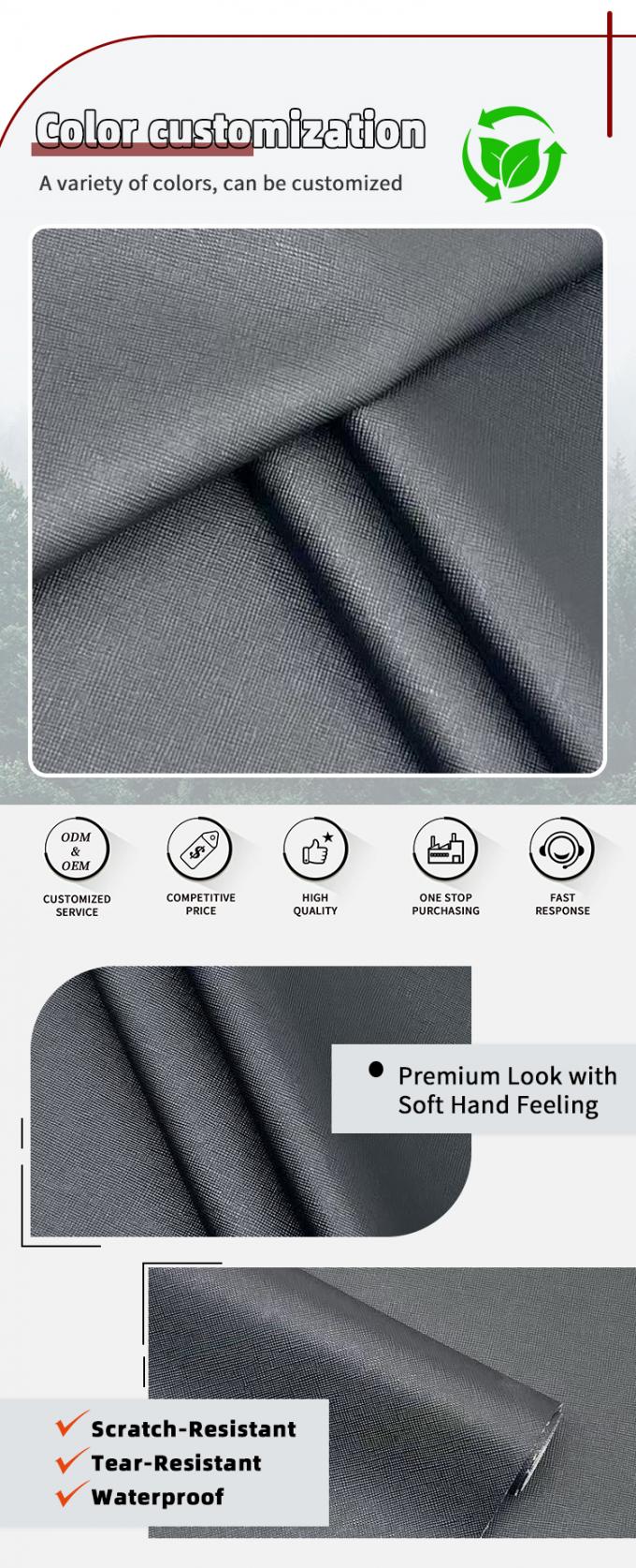 फर्नीचर असबाब के लिए घर्षण-प्रतिरोधी पीवीसी चमड़ा 4