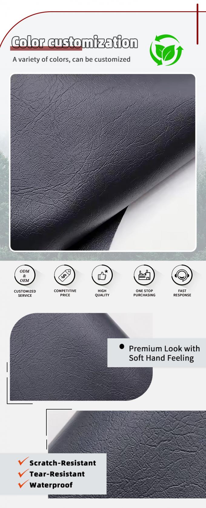 पीवीसी फर्नीचर चमड़ा 0.6 मिमी इम्बोस्ड वाटरप्रूफ upholstery सामग्री 4