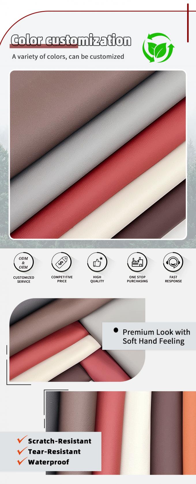 पीवीसी नपा इम्बोस्ड फेक्स लेदर वाटरप्रूफ घर्षण प्रतिरोधी 54 "चौड़ाई 4