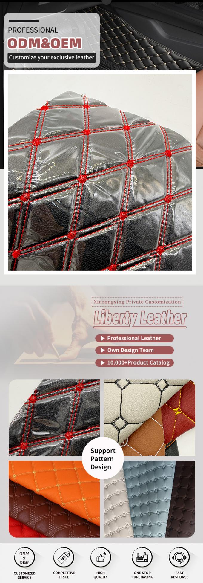 कस्टम रजाईदार पीवीसी लेदर कार फुट मैट 4.6 मिमी मोटा फोम पैडिंग के साथ, स्ट्रेची फिट, उभरा हुआ, कढ़ाई वाला कार सीट सोफा बैग के लिए 4