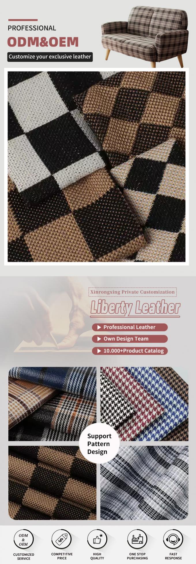 1.0 मिमी मोटी लिनन प्लेड लिनन कपड़े जलरोधक खिंचाव फ्लैक्ड आउटडोर उपयोग के लिए सोफा बैग कार सीट बेल्ट नकली चमड़े बुना समर्थन 4