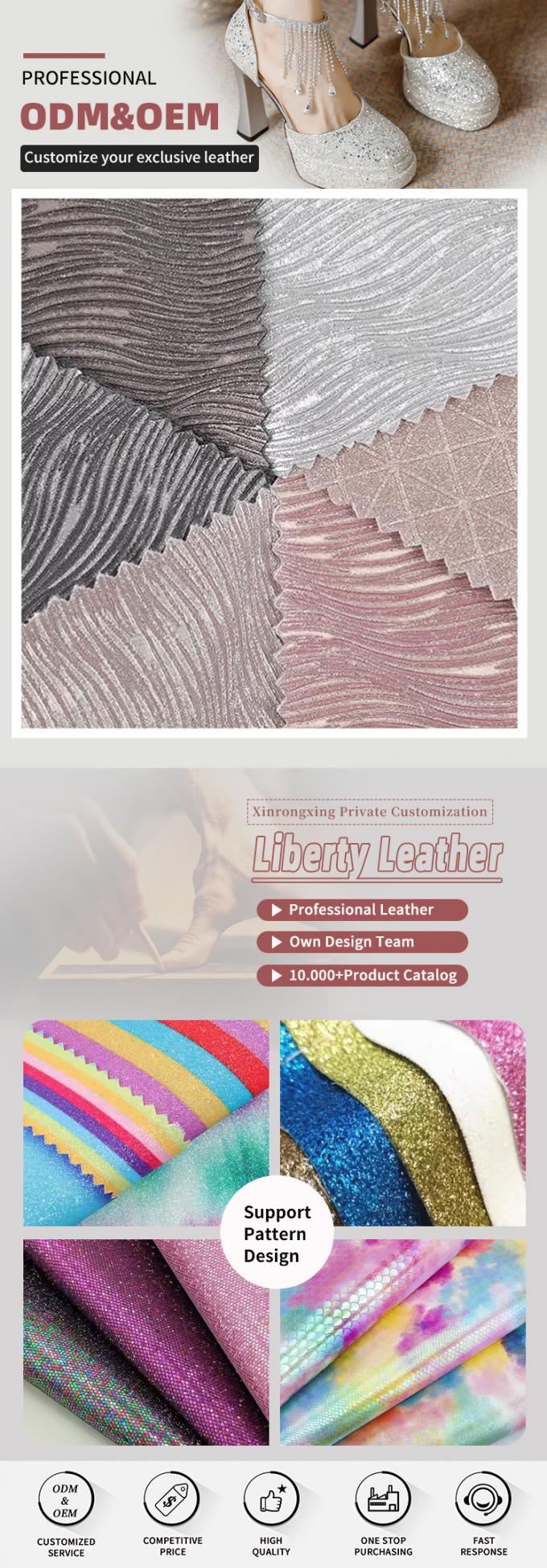 जूतों के बैग धनुष शिल्प टोपी के लिए इलास्टिक पीयू उभरा स्पार्कल चमकदार ग्लिटर फैब्रिक सिंथेटिक लेदर फ़ैब्रिक 4