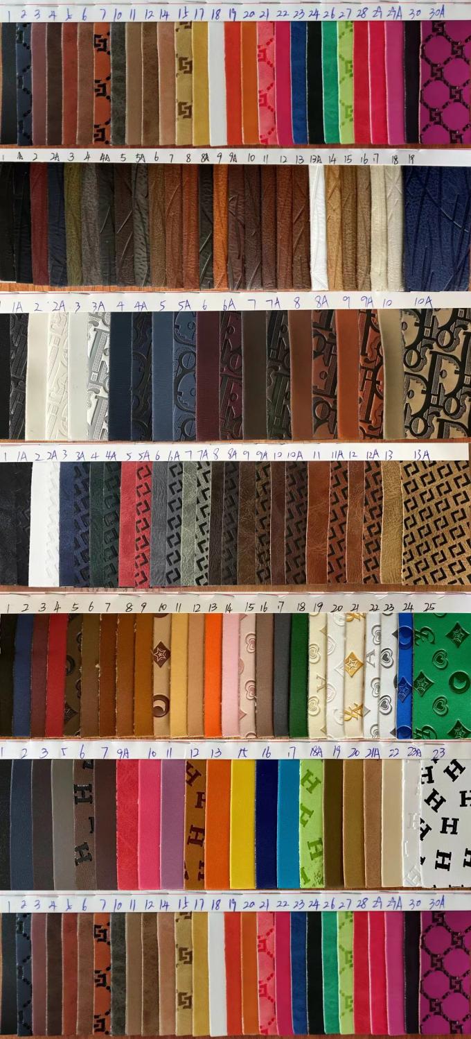 जूते के बैग टेबल मैट के लिए अनुकूलित PU विनाइल फैशन रंग परिवर्तन उभरा सिंथेटिक चमड़ा, नकली चमड़ा फैब्रिक 19